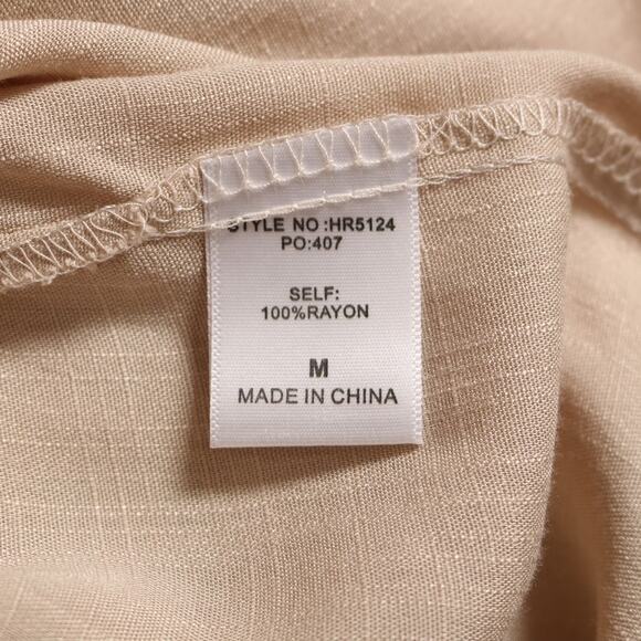 Blu Heaven Tan V-Neck Tunic Top Roll Cuff Sleeves Lightweight Neutral Size M - Picture 8 of 9